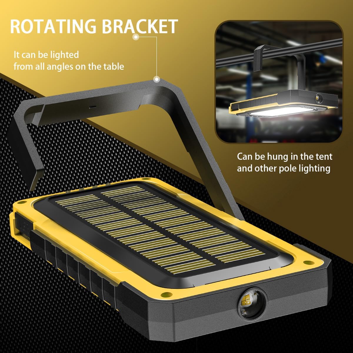 WARSUN Rechargeable LED Work Light, Portable Magnetic Waterproof Solar Outdoor Light