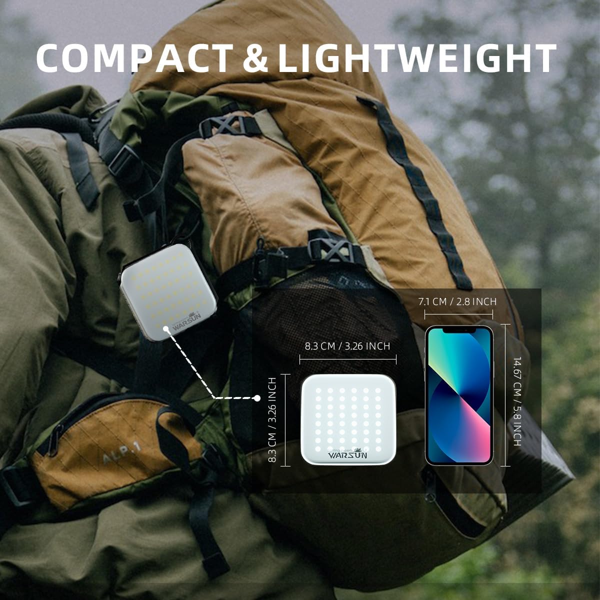WARSUN 1000LM LED Camping Lantern, Rechargeable & Solar, 4 Modes, IPX5 Waterproof