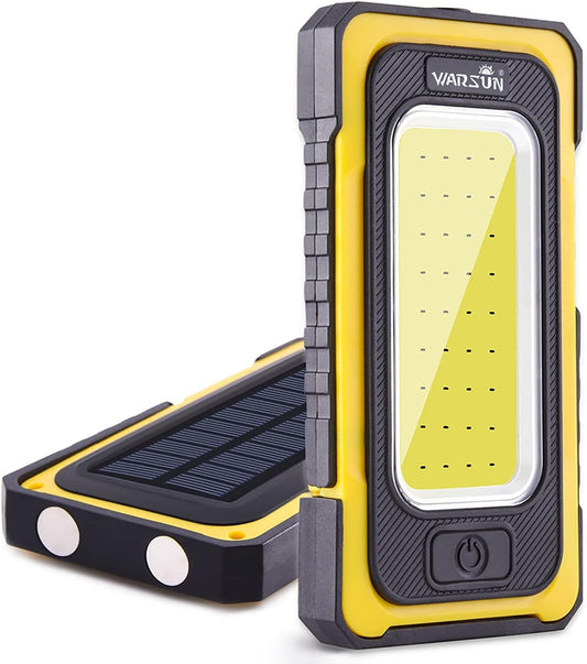 WARSUN Rechargeable LED Work Light, Portable Magnetic Waterproof Solar Outdoor Light