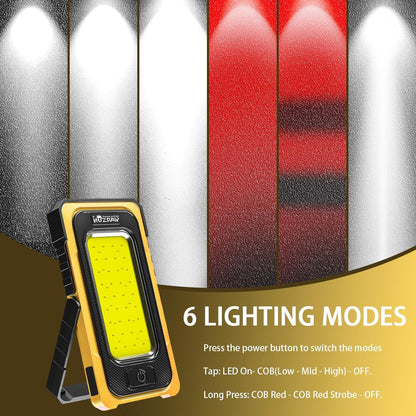 WARSUN Rechargeable LED Work Light, Portable Magnetic Waterproof Solar Outdoor Light